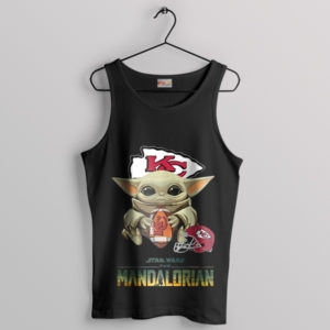The Force of KC Chiefs Baby Yoda Black Tank Top