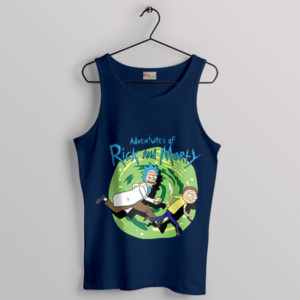 Tintin's Adventure with Rick Morty Navy Tank Top