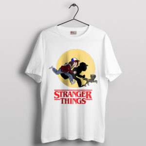Tintin's Upside Down Dustin Stranger Things White T-Shirt