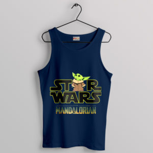 Tiny Jedi Master Baby Yoda Grogu Navy Tank Top