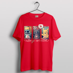 Trio Friends Stitch Toothless Pikachu Red T-Shirt