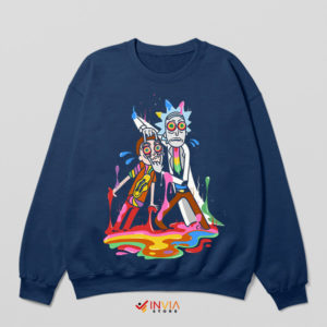 Tripped-Out Duo Rick and Morty Navy Sweatshirt