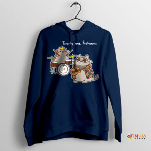 Twenty One Pusheens Pilots Cartoon Navy Hoodie