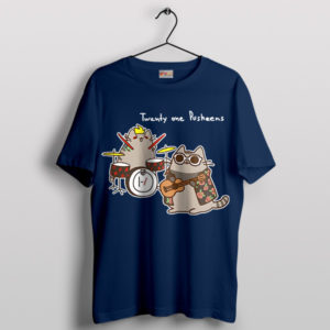 Twenty One Pusheens Pilots Cat Navy T-Shirt
