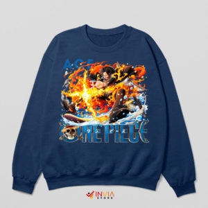 Ace's Blaze Fire Attack One Piece Navy Sweatshirt