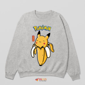 Adorable Pikachu Banana Style Sport Grey Sweatshirt