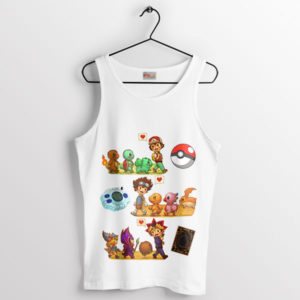 All-Stars Digimon Pokemon and Yu-Gi-Oh White Tank Top