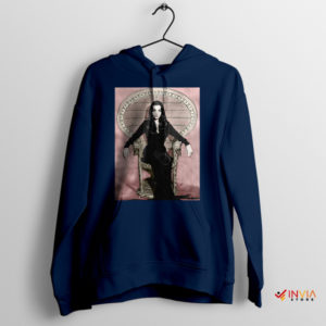 Carolyn Jones Embodying Morticia Addams Navy Hoodie