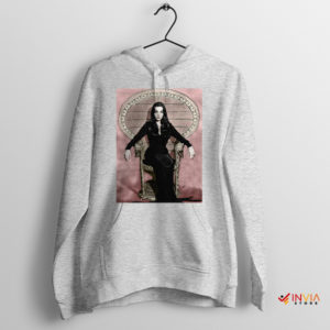 Carolyn Jones Embodying Morticia Addams Sport Grey Hoodie