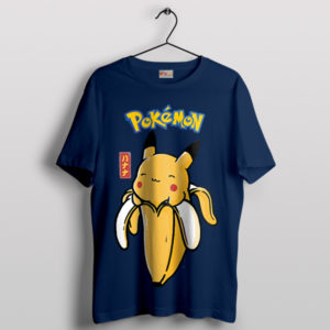 Electrifyingly Cute Pikachu Banana Navy T-Shirt