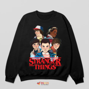 Exclusive Fan Art The Gang Stranger Things Black Sweatshirt