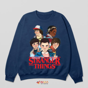 Exclusive Fan Art The Gang Stranger Things Navy Sweatshirt