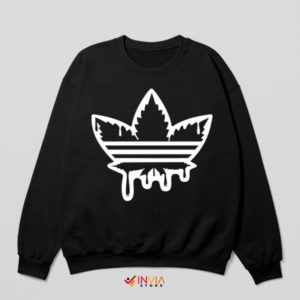 Fashion Cannabis Leaf Three Stripes Black Sweatshirt