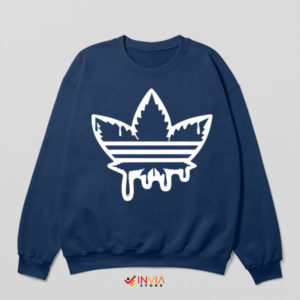 Fashion Cannabis Leaf Three Stripes Navy Sweatshirt
