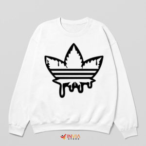 Fashion Cannabis Leaf Three Stripes White Sweatshirt