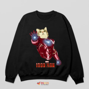 Feline Superhero Iron Cat Man Black Sweatshirt