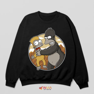 Funny Little Kong Homer And Bart Black Sweatshirt