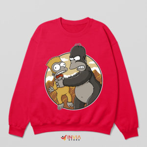 Funny Little Kong Homer And Bart Red Sweatshirt