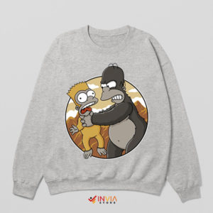 Funny Little Kong Homer And Bart Sport Grey Sweatshirt