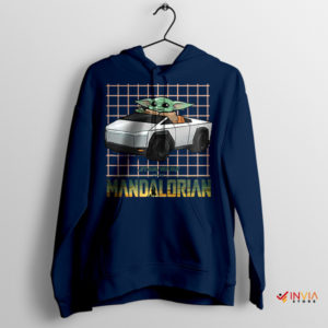 Grogu Across Galaxies in Cybertruck Navy Hoodie