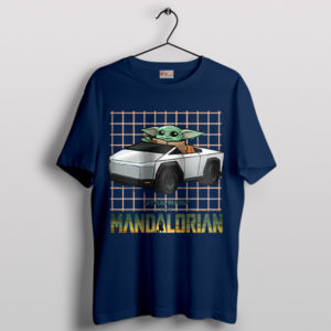 Grogu Takes the Wheel in Cybertruck Navy T-Shirt