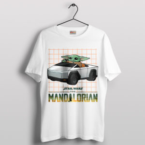 Grogu Takes the Wheel in Cybertruck White T-Shirt