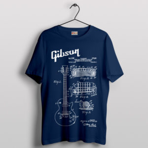 Guitar Heritage Gibson Blueprint Art Navy T-Shirt