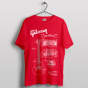 Guitar Heritage Gibson Blueprint Art Red T-Shirt