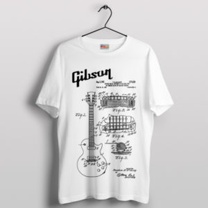 Guitar Heritage Gibson Blueprint Art White T-Shirt