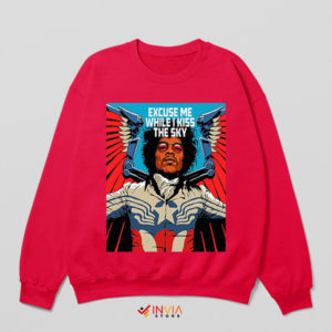 Hendrix's Skyline Song Purple Haze Red Sweatshirt