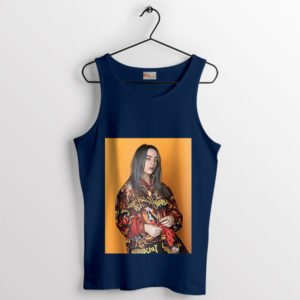 Iconic Expression Billie Eilish Pose Navy Tank Top