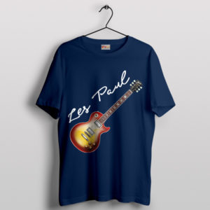 Iconic Les Paul Guitar Signature Art Navy T-Shirt