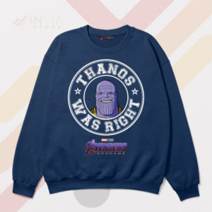 Infinity Power Thanos Was Right Navy Sweatshirt