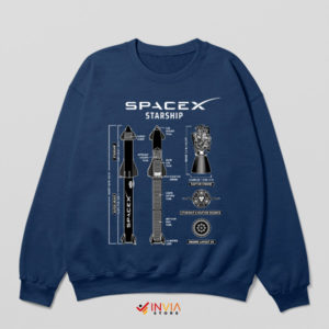 Inside the SpaceX Starship Blueprint Navy Sweatshirt
