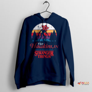 Journey Through Hawkins The Upside Down Navy Hoodie