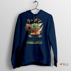 Kawaii Ramen Noodles with Baby Yoda Navy Hoodie