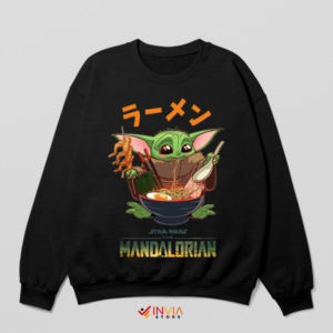 Kawaii Ramen Time with Baby Yoda Black Sweatshirt