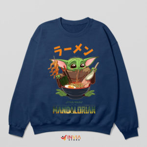 Kawaii Ramen Time with Baby Yoda Navy Sweatshirt