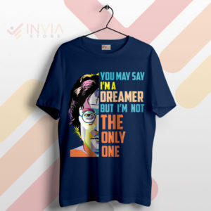 Peaceful Style Imagine Lennon Graphic Navy T-Shirt