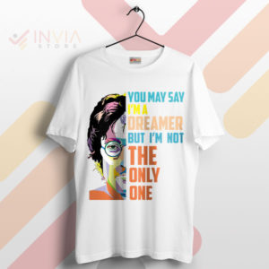 Peaceful Style Imagine Lennon Graphic White T-Shirt