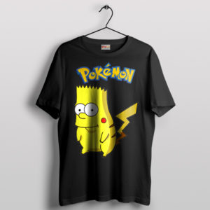 Pika-Pika in Springfield Bart Funny Black T-Shirt