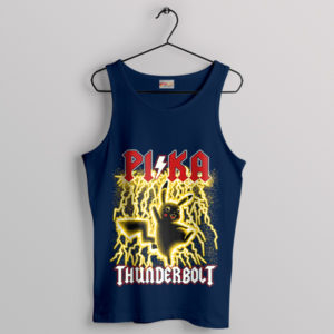 Pikachu Rocks Thunderbolt AC DC Navy Tank Top