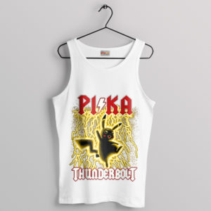 Pikachu Rocks Thunderbolt AC DC White Tank Top