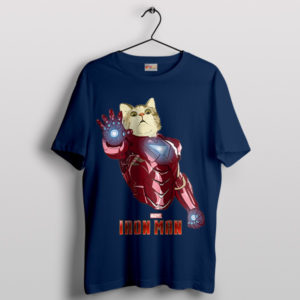 Purr-fectly Powerful Iron Cat Man Navy T-Shirt