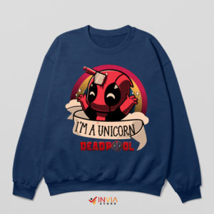 Rainbow Deadpool's I'm a Unicorn Navy Sweatshirt
