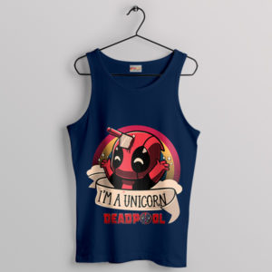 Rainbow Rebellion Deadpool Im a Unicorn Navy Tank Top