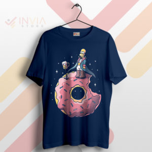 Retro Homer In Donut Paradise Graphic Navy T-Shirt
