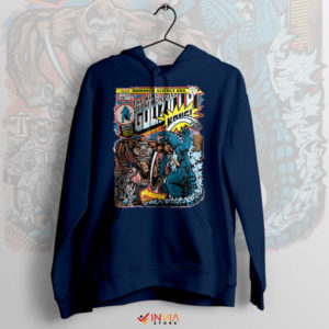 Retro Kaiju Clash Godzilla vs Kong Navy Hoodie