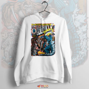 Retro Kaiju Clash Godzilla vs Kong White Hoodie