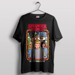 Retro Supernatural Stranger Things Holiday Black T-Shirt
